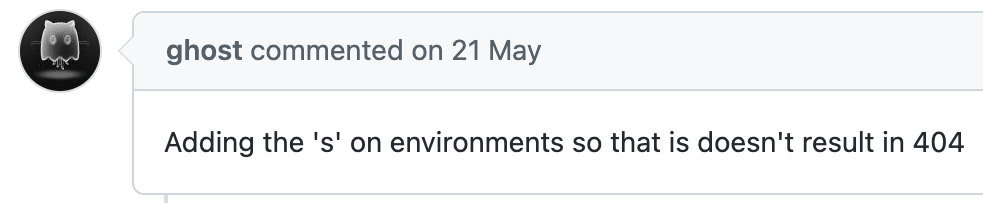 screen shot from GitHub showing hate user as ghost after he removed account